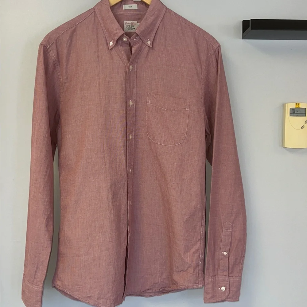 J. Crew Men's Casual Button-Down Slim Fit Shirt Red